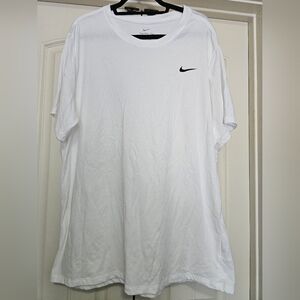 Nike White Short Sleeve Crew T-Shirt with Black Swoosh